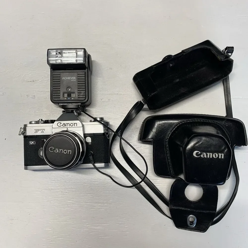 Canon TL QL 35mm Film SLR Camera w. FL 50mm 1:1.8 Lens -Light- Not Tested - USA